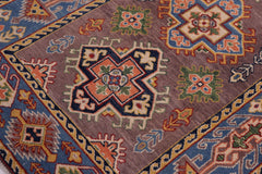 handmade Geometric Kazak Gray Lt. Blue Hand-made RECTANGLE 100% WOOL area rug 3'X5'