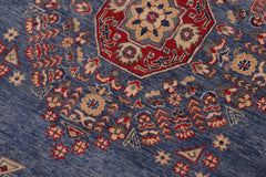 handmade Geometric Kazak Lt. Blue Beige Hand-made ROUND 100% WOOL area rug 8x8