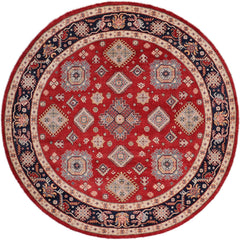 Southwestern Kazak Marlon Light Blue/Beige Wool Round - 9'0''X9'0''