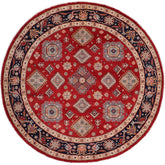 handmade Geometric Kazak Lt. Blue Beige Hand-made ROUND 100% WOOL area rug 9x9