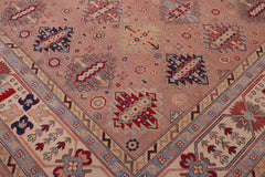 handmade Geometric Kazak Rose Beige Hand-made RECTANGLE 100% WOOL area rug 9'X12'