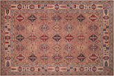 handmade Geometric Kazak Rose Beige Hand-made RECTANGLE 100% WOOL area rug 9'X12'