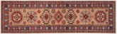 handmade Geometric Kazak Peach light Blue Hand-made RUNNER 100% WOOL area rug 3x10