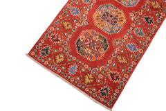 handmade Geometric Ersari Rust Rust Hand-made RUNNER 100% WOOL area rug 3' x 6'