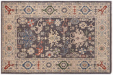 4x6 hand knotted transitional wool rug in gray and gold - Oriental Bailey Gray/ Gold