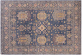4x6 hand knotted transitional wool rug in blue - Bohemian Iker Blue/ Blue