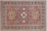 Bohemian Kazak Tribal Simon Light Purpl/Light Blue Wool Rug - 4'0''X5'9''