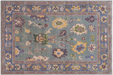 4x6 hand knotted Ziegler wool rug in green and blue - Bohemian Ziegler Aubrie Lime