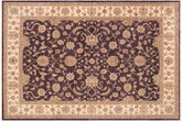 9x12 hand knotted Ziegler wool rug in purple and beige - Classic Ziegler Christin