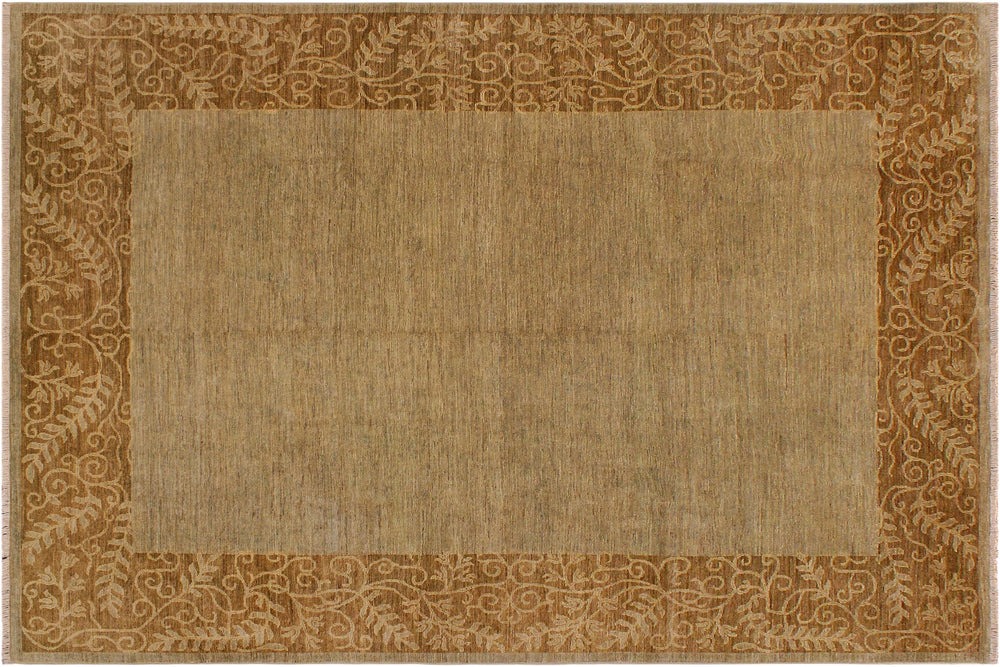 handmade Modern Kafkaz Lt. Green Brown Hand Knotted RECTANGLE 100% WOOL area rug 9' x 12'