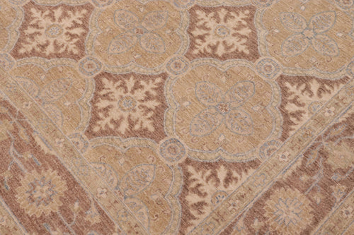 handmade Transitional Kafkaz Gold Brown Hand Knotted RECTANGLE 100% WOOL area rug 6' x 9'