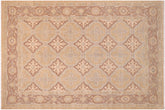 6x9 hand knotted transitional wool rug in gold and brown - Chic Heike