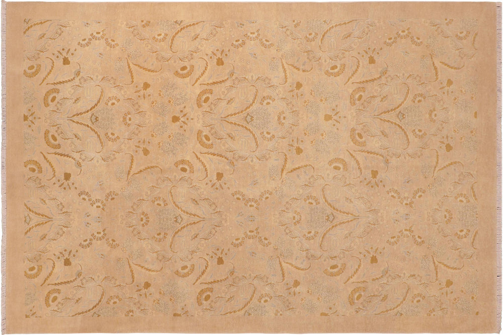 handmade Modern Kafkaz Tan Brown Hand Knotted RECTANGLE 100% WOOL area rug 6x9
