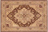 9x12 hand knotted Ziegler wool rug in brown and beige - Eclectic Ziegler Phung