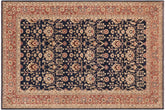 9x12 hand knotted transitional wool rug in blue and brown - Boho Chic Eliz