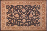 8x10 hand knotted Ziegler wool rug in charcoal and brown - Classic Ziegler Cyndy