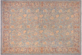 8x10 hand knotted transitional wool rug in blue and gray - Boho Chic Wava Blue/ Gray