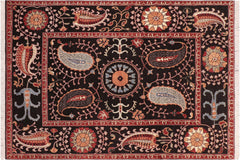 handmade Traditional Kafkaz Black Red Hand Knotted RECTANGLE 100% WOOL area rug 8' x 10'