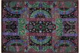 8x11 hand knotted Ziegler wool rug in black and green - Oriental Ziegler Joel