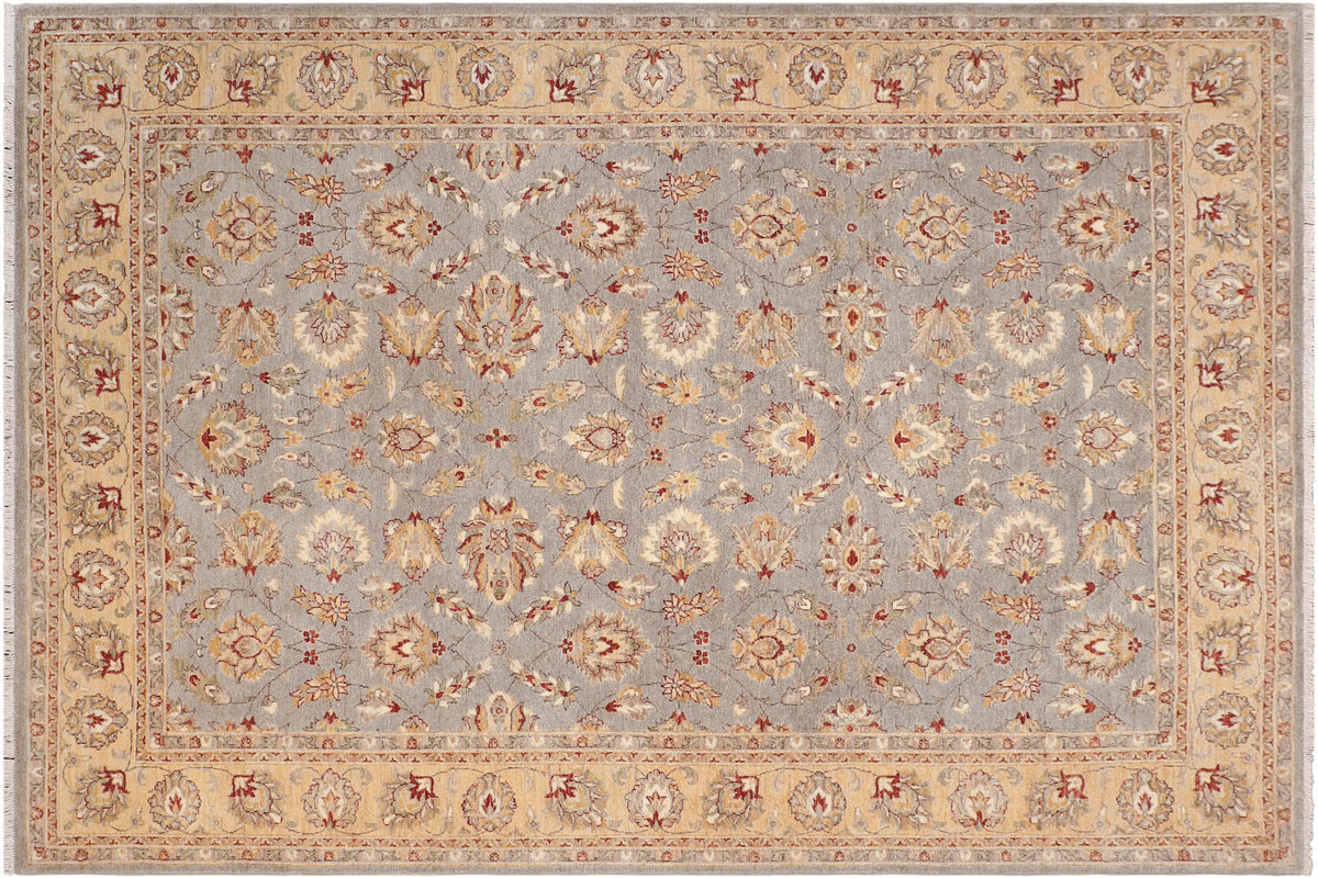handmade Transitional Kafkaz Blue Beige Hand Knotted RECTANGLE 100% WOOL area rug 7' x 10'