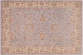 7x10 hand knotted Ziegler wool rug in gray and gold - Bohemian Ziegler Tashina
