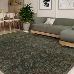 handmade Over Dyed Over Dyed Green Green Hand Knotted RECTANGLE 100% WOOL area rug 6' x 7'