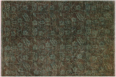 handmade Over Dyed Over Dyed Green Green Hand Knotted RECTANGLE 100% WOOL area rug 6' x 7'