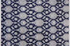 handmade Modern Kafkaz Lt. Blue Blue Hand Knotted RECTANGLE WOOL&SILK area rug 10' x 14'