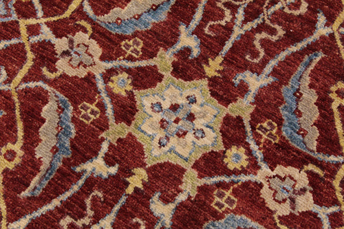 handmade Transitional Kafkaz Red Blue Hand Knotted RECTANGLE 100% WOOL area rug 9' x 11'