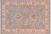 5x7 hand knotted Ziegler wool rug in gray and gold - Bohemian Ziegler Marcus