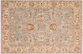 4x6 hand knotted Ziegler wool rug in gray and blue - Chic Ziegler Ehtel