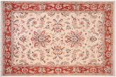 6x8 hand knotted Ziegler wool rug in ivory and rust - Classic Ziegler Alysa