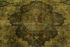 handmade Modern Vintage Green Gray Hand Knotted RECTANGLE 100% WOOL area rug 10' x 13'