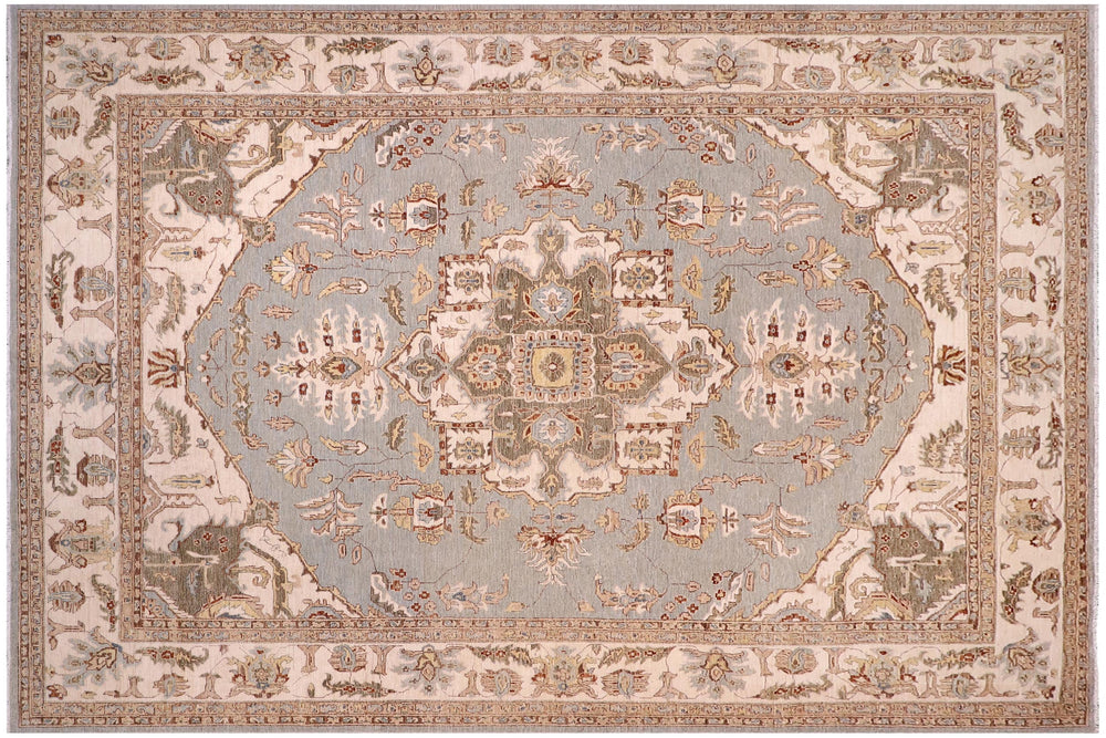 handmade Traditional Kafkaz Lt. Blue Hand Knotted RECTANGLE 100% WOOL area rug 10' x 14'