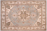 10x14 hand knotted Ziegler wool rug in blue - Chic Ziegler Lean Blue/