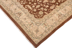 handmade Transitional Kafkaz Brown Beige Hand Knotted RECTANGLE 100% WOOL area rug 9' x 12'