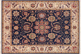 7x10 hand knotted Ziegler wool rug in blue and beige - Boho Chic Ziegler Vernon