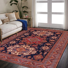 Tribal Super Kazak Brett Blue/Red Wool Rug - 8'3'' x 9'9''