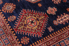 Tribal Super Kazak Brett Blue/Red Wool Rug - 8'3'' x 9'9''