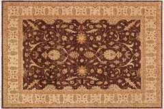 handmade Transitional Kafkaz Brown Beige Hand Knotted RECTANGLE 100% WOOL area rug 9' x 11'
