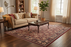 handmade Transitional Kirman Aubergine Blue Hand Knotted RECTANGLE 100% WOOL area rug 6x9