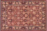 6x9 hand knotted Vegetable Dyed wool rug in aubergine and blue - Marquitt