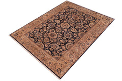 handmade Traditional Agra Tabriz Blue Tan Hand Knotted RECTANGLE 100% WOOL area rug 6x9