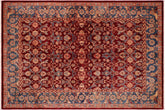 6x9 hand knotted Persian rug in red and teal blue - Istanbul Sylvia Blue