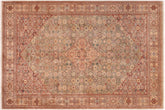 6x8 hand knotted Persian rug in green and tan - Istanbul Josephin