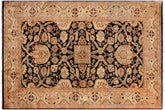 6x9 hand knotted Persian rug in black and tan - Istanbul Ellen