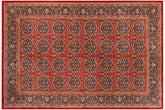 6x9 hand knotted Persian rug in red and teal blue - Istanbul Danielle Blue