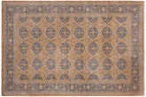 6x9 hand knotted Persian rug in rust and teal - Istanbul Suzanne