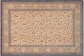 6x9 hand knotted Persian rug in tan and green - Istanbul Michele
