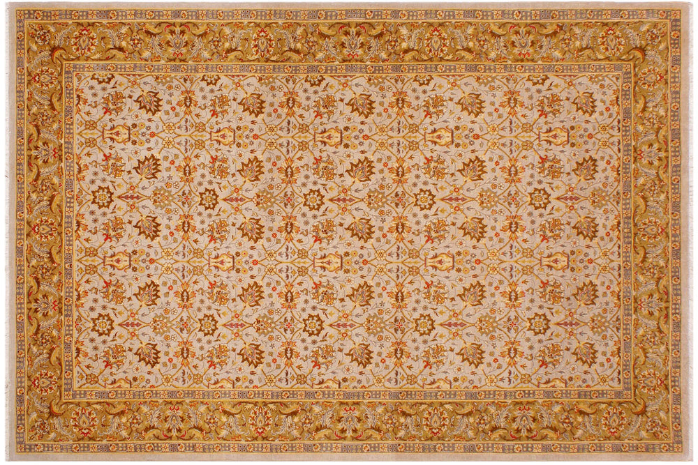 handmade Transitional Design Lt. Gray Gold Hand Knotted RECTANGLE 100% WOOL area rug 6' x 9'